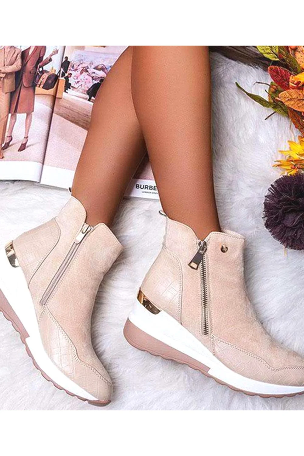  Winter Women Shoes Fashion Casual Women Shoes Comfortable Zipper Sneakers Waterproof High Top Platform Women Shoes 928-0