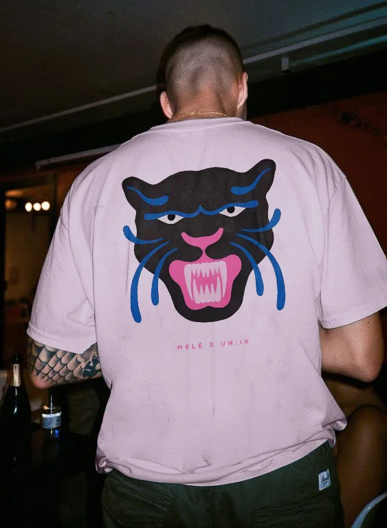 Melé x Club Bad 'Party Panther' Tee - Light Pink