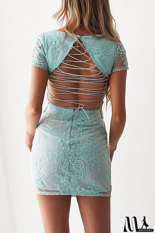 MidiSono - Cut Out Lace Backless Mini Dress