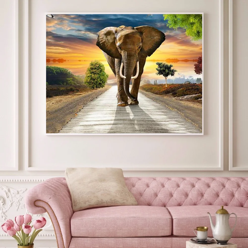 Full Round Diamond Painting 40*30cm - African Elephant