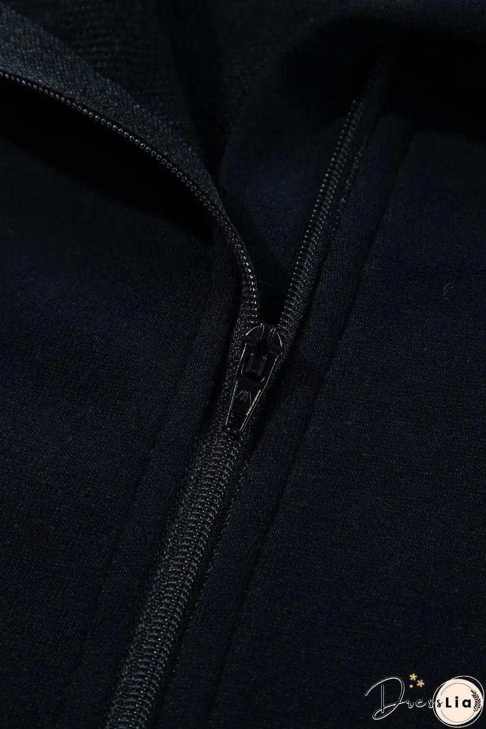 Black Quarter Zip Stand Neck Kangaroo Pocket Sweatshirt