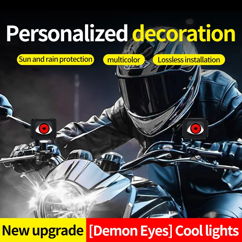 6 Modes Motorcycle Dynamic LED Devil Eyes Decorative Blink Lamp Rearview Mirror Modified Demon Eye Light for Bikes Scooters