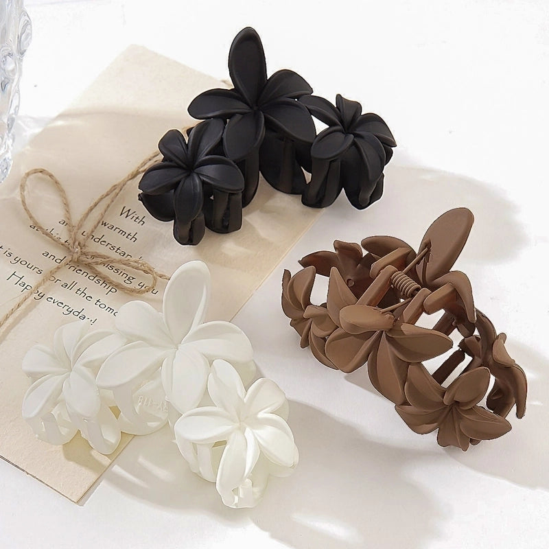 Design Frosted Artificial Flowers Hair Styling Clip Three Flowers Hair Claw Back Head Hair Volume Multi-Plate Hair Clip