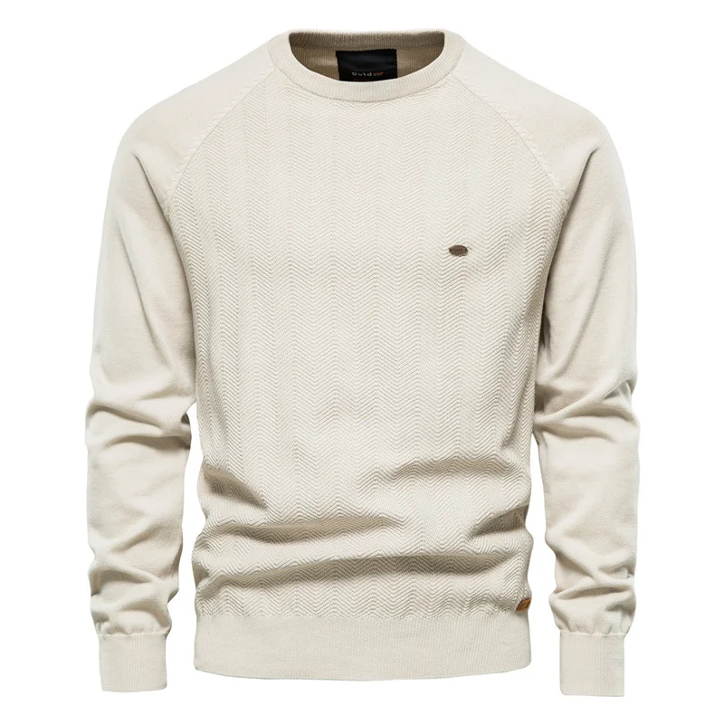 Men's Solid Color Sweater Casual Round Neck Knit Sweater