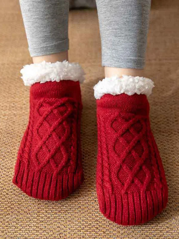 Leisure Home Coral Fleece Twist Pattern Floor Socks Pile Socks Autumn Winter Warm Thick socialshop