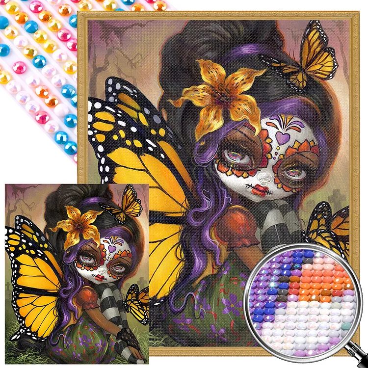 Butterfly Girl 40*50CM(Canvas) AB Round Drill Diamond Painting gbfke