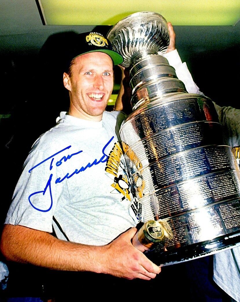 Signed 8x10 TOM BARRASSO Pittsburgh Penguins Autographed Photo Poster painting w/ Show Ticket