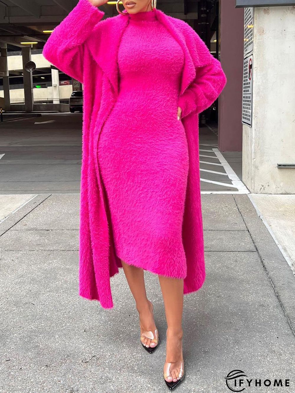 Elegant Loose Plain Shawl Collar Sweater Coat | IFYHOME