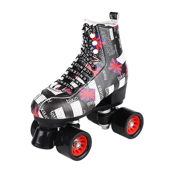 Four-Wheeled Black Adult Flash Luminous Roller Skates