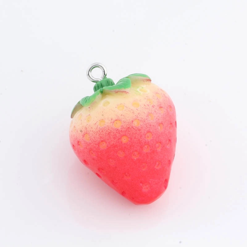 1 Piece Resin Fruit Hamburger Strawberry Pendant Jewelry Accessories