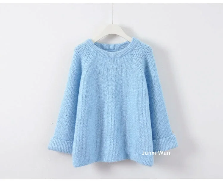 New 2022 Autumn Women Knitted Sweaters Jumpers Candy Color Sweet Chic Short Sweater Casual Solid Pull Femme Roupas femininas