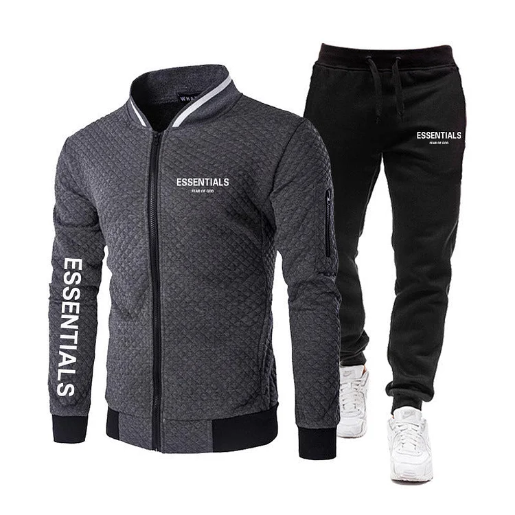 ESSENTIALS Men's Cardigan Sports Two-Piece Set