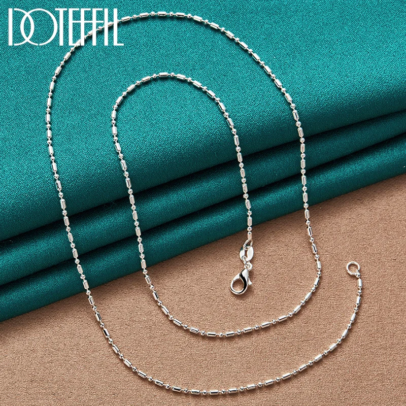 DOTEFFIL 925 Sterling Silver Bamboo Bead Chain 16/18/20/22/24/26/28/30 Inch Necklace For Women Man Jewelry