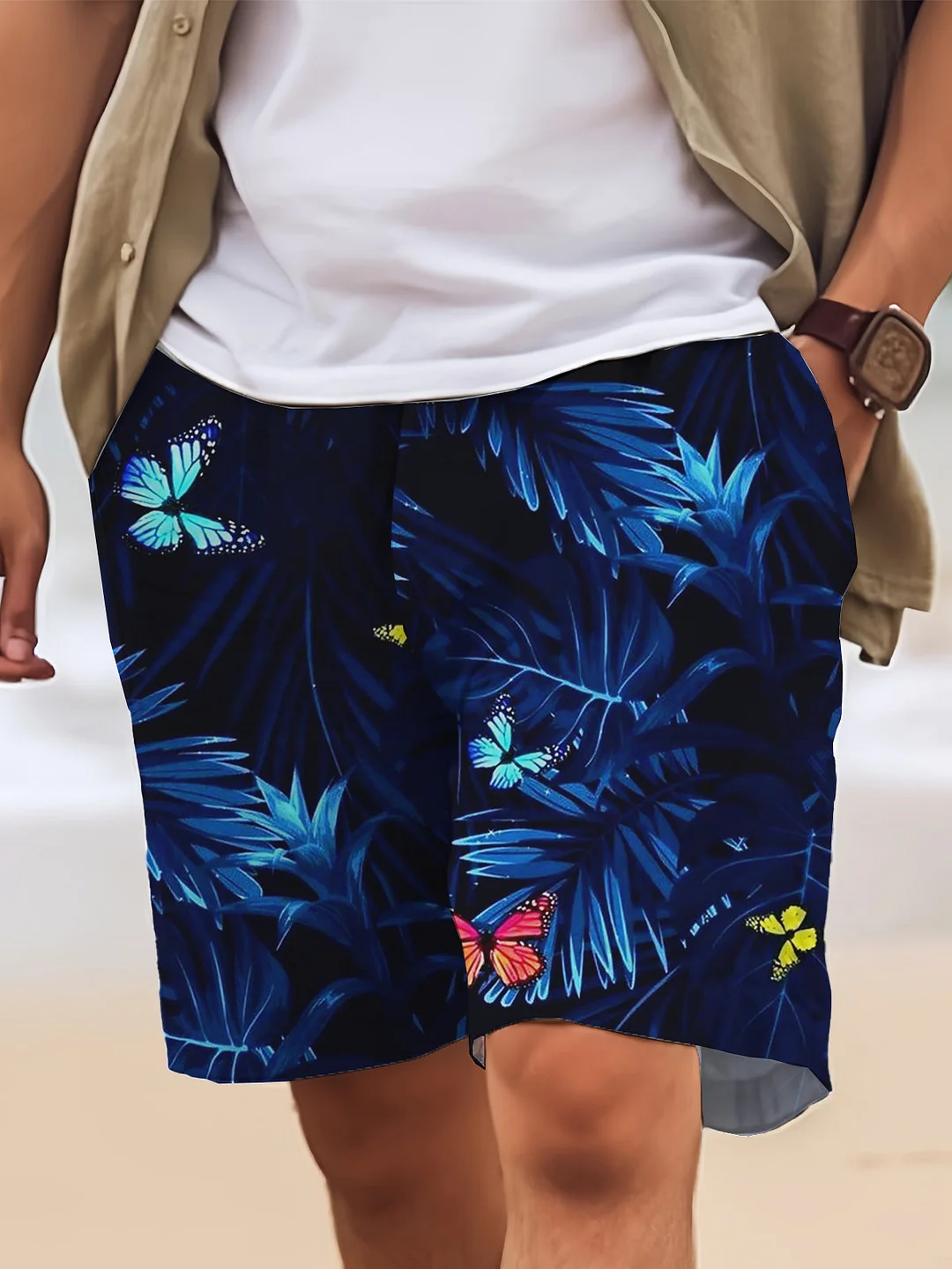 Art Hawaiian Casual Retro Men's Shorts With Pocket