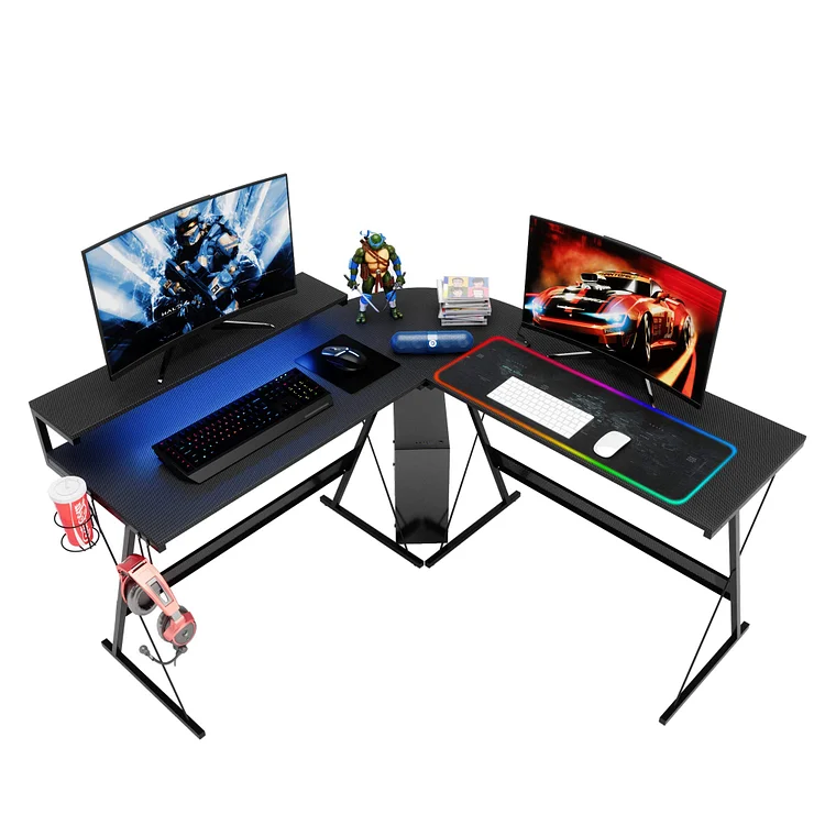 55" Computer Gaming Desk L-Shaped Corner PC Laptop Table Home Office Workstation