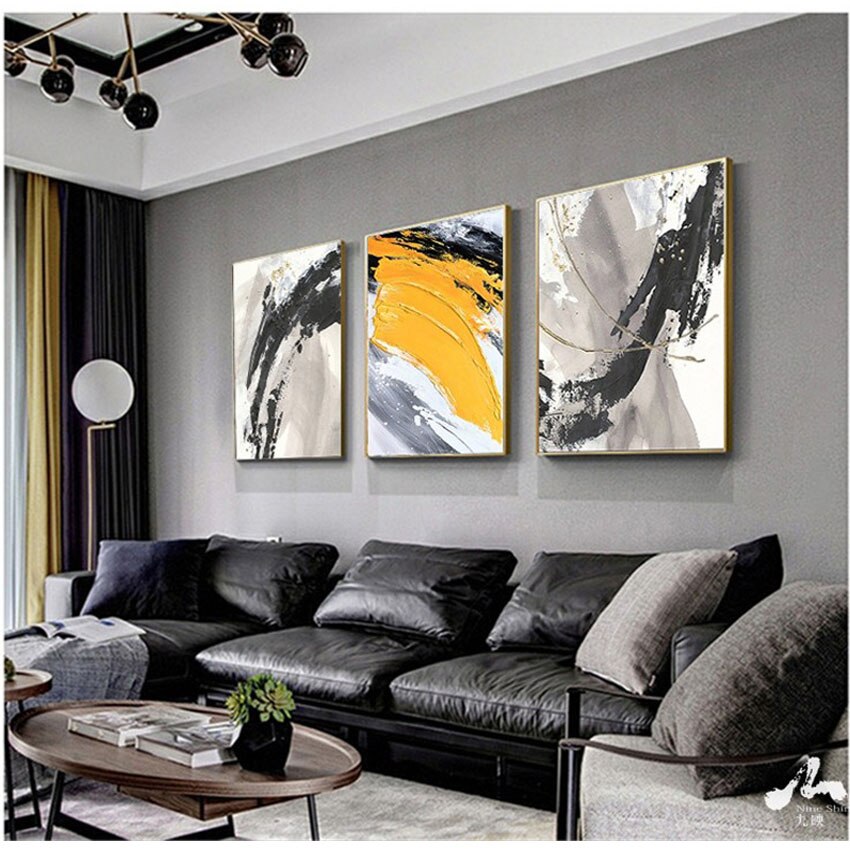 Christmas decoration 3 panel wall art pictures for home Hand painted acrylic oil painting on canvas posters for living room sofa