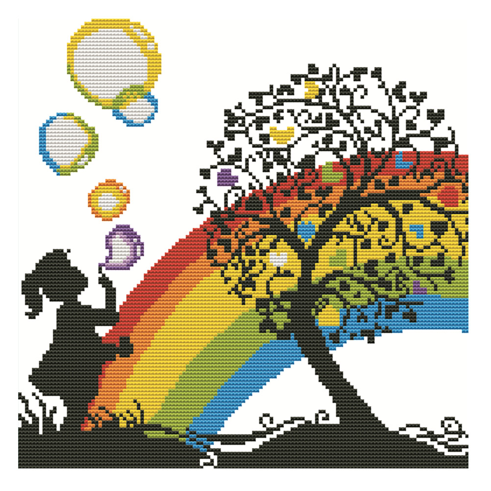 

Rainbow Bubble - 11CT Stamped Cross Stitch - 36*36CM, 501 Original