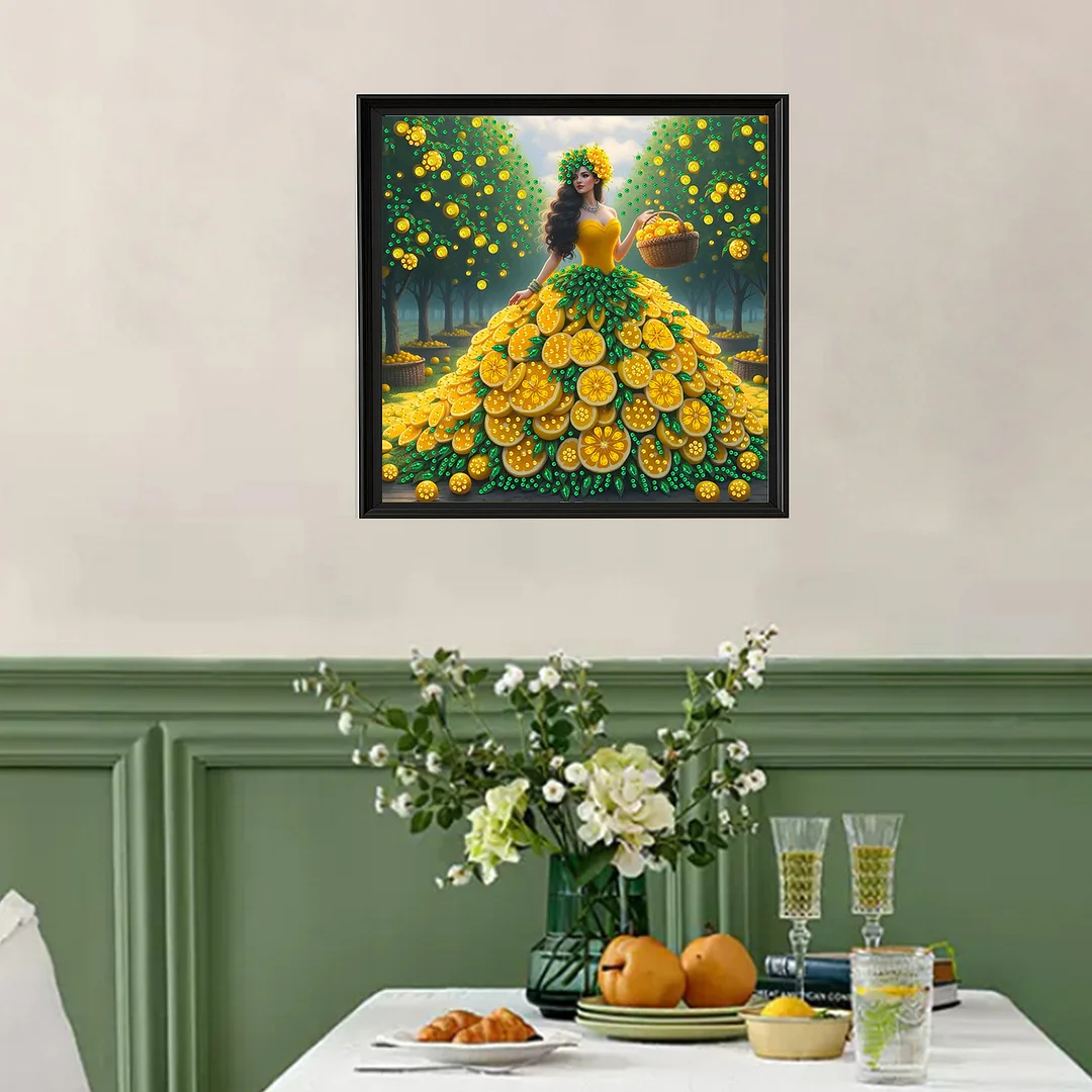 Diamond Painting - Partial Special Shaped Drill - Orange Girl(Canvas|30x30cm)
