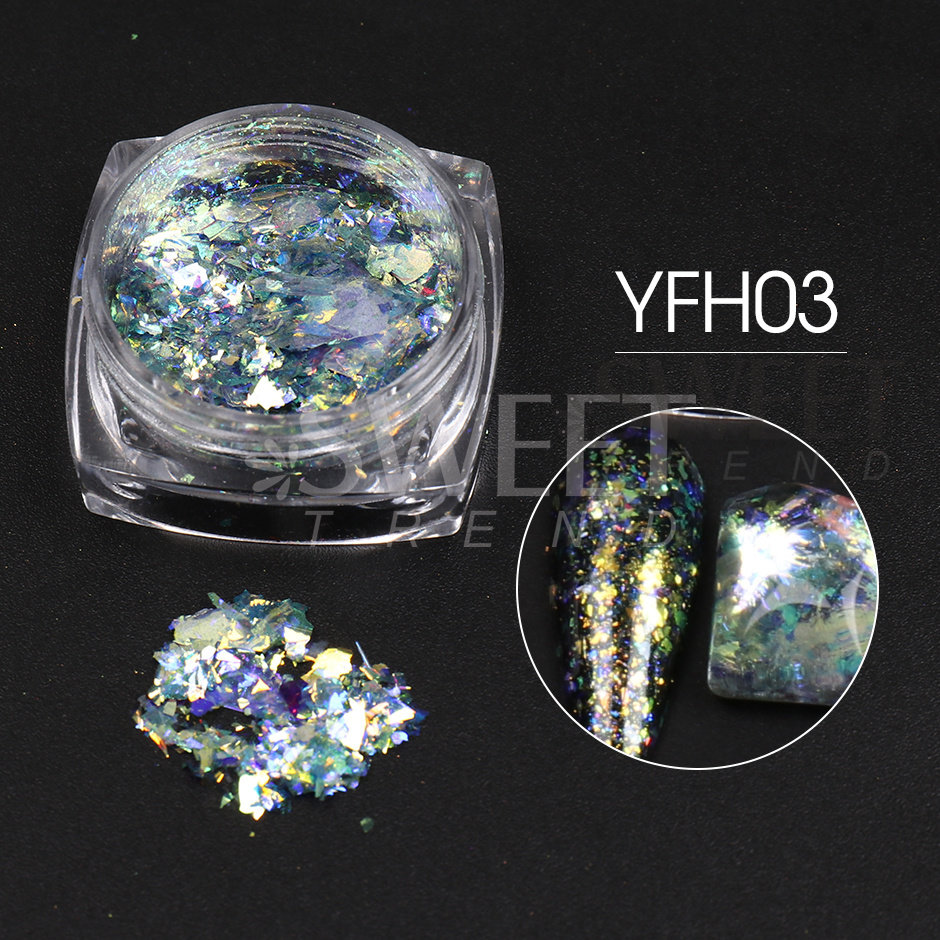 Needmkt 1 Box Aluminum Gold Silver Nail Foils Flakes Irregular Gold Leaf Sequins DIY Holographic Chrome Paper Accessory Supplies LY1858