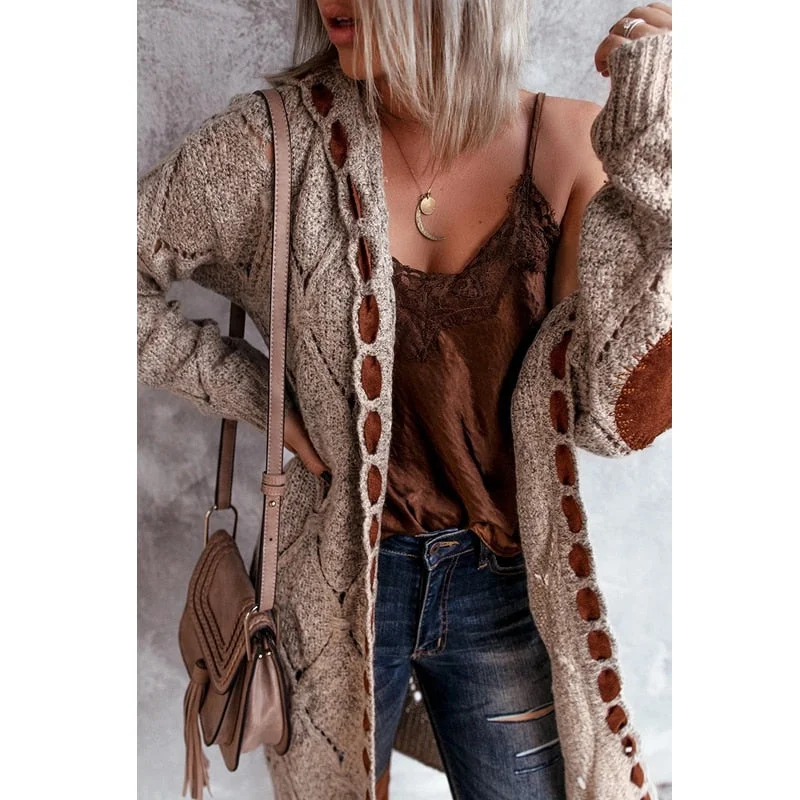 Women Sweater Vintage Elegant Long Cardigan Hooded Ladies Knitted Thick Sexy Cute Girl Korean Japan Harajuku Maxi Streetwear