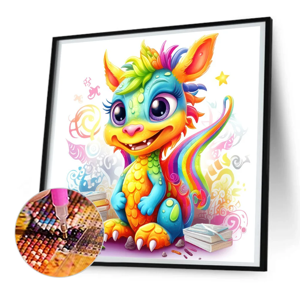 Full Round Diamond Painting 30*30cm - Colorful Little Dinosaur