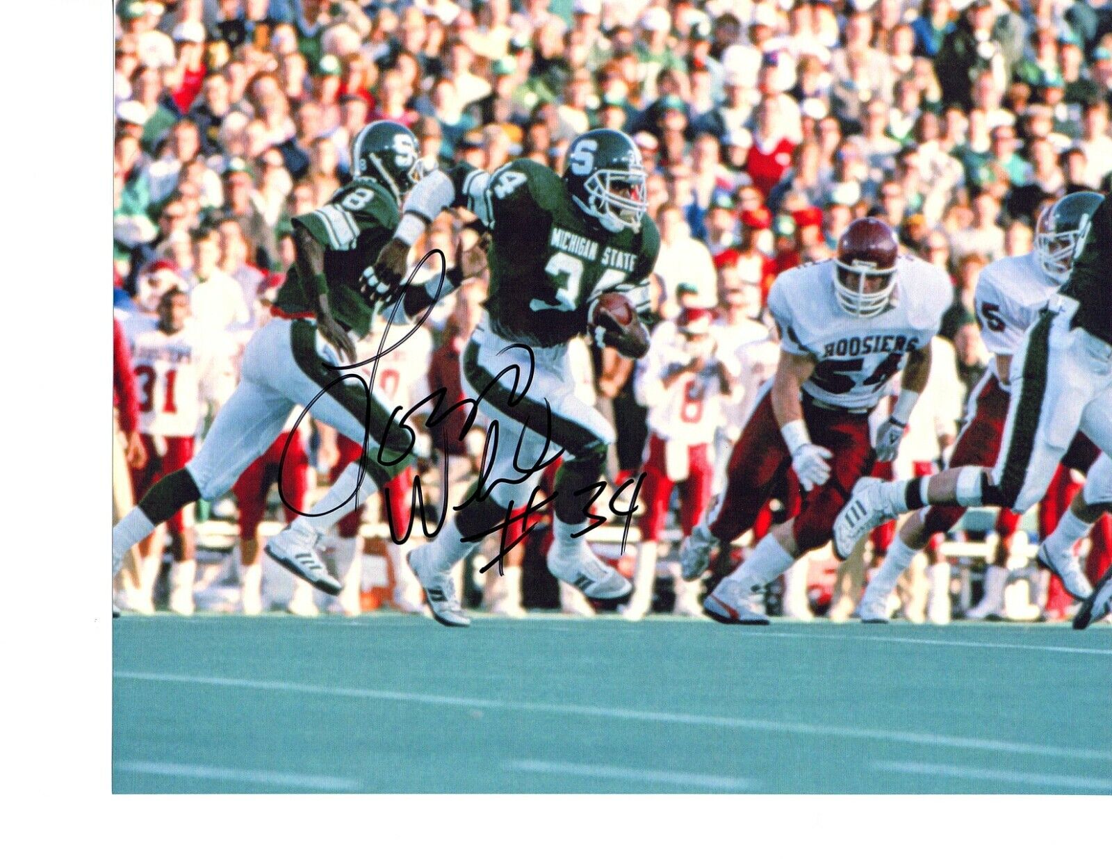 Lorenzo White Michigan State Spartans Football Signed autograph 8X10 Photo Poster painting 1987!