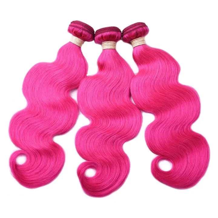 Dark Pink Brazilian Virgin Human Hair Bundle Hair Weave-VBA037