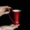 Original Ore Glaze Cinnabar Red Handmade Ceramic Fairness Cup with Handle Retro Tea Divider Tea Cup