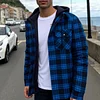 Autumn and Winter Thick Cotton-padded Plaid Long-sleeved Loose Hooded Men's Jacket