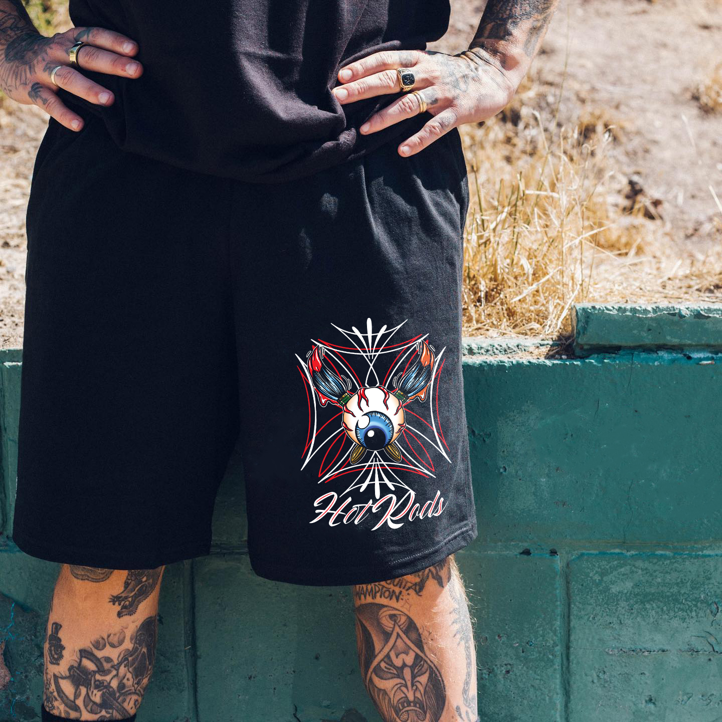 HELL BENT HOT RODS Eye Of Cthulhu Print Men's Shorts