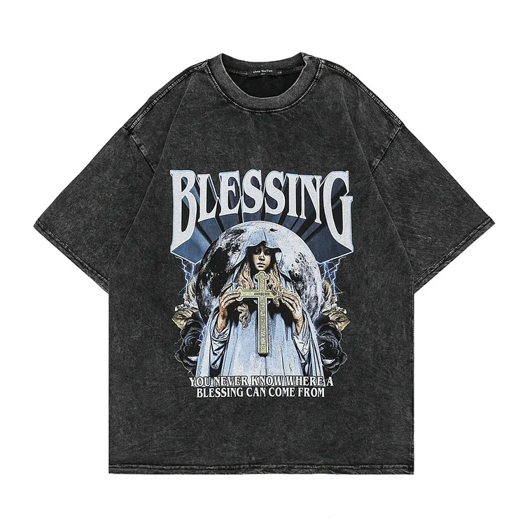 Vintage Streetwear Cross Pattern Mens Oversized T-shirts at Hiphopee