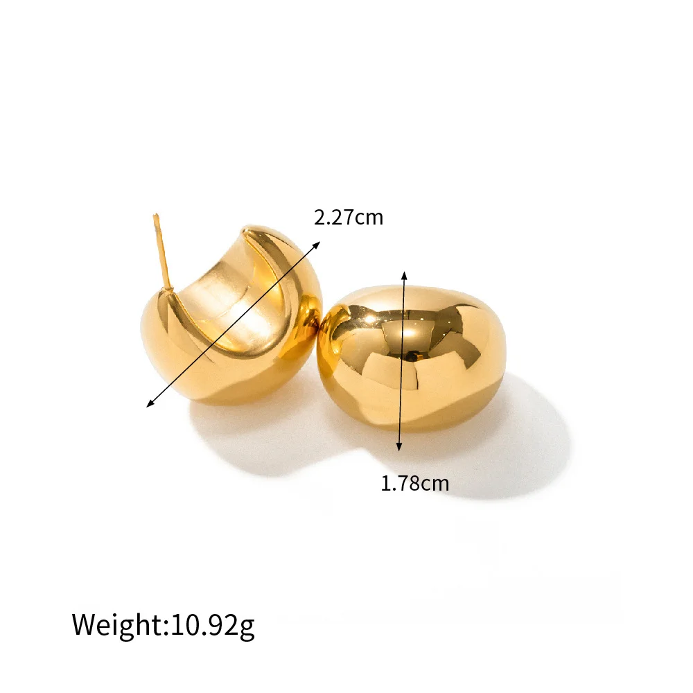 18k Gold Plated Half Round Chunky C-shape Hollow Earrings