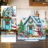 Acrylic Special Shaped Cartoon Christmas House Desktop Diamond Art Kits