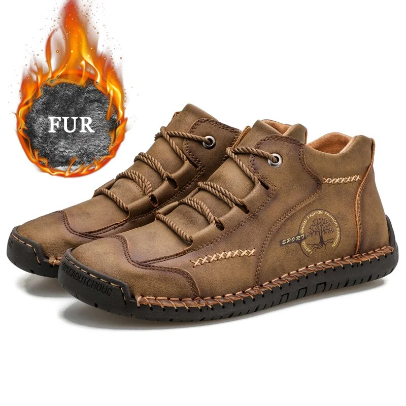 2020 Fashion Winter Men Boots Leather Handmade Ankle Boots Blue Outdoor Autumn Boots Men Casual Leather Shoes Men