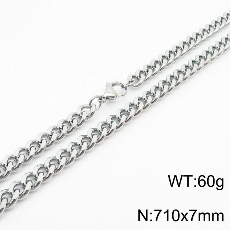 Fashion Simple Bracelet Stainless Steel Six-Sided Grinding Chain Choker Necklace