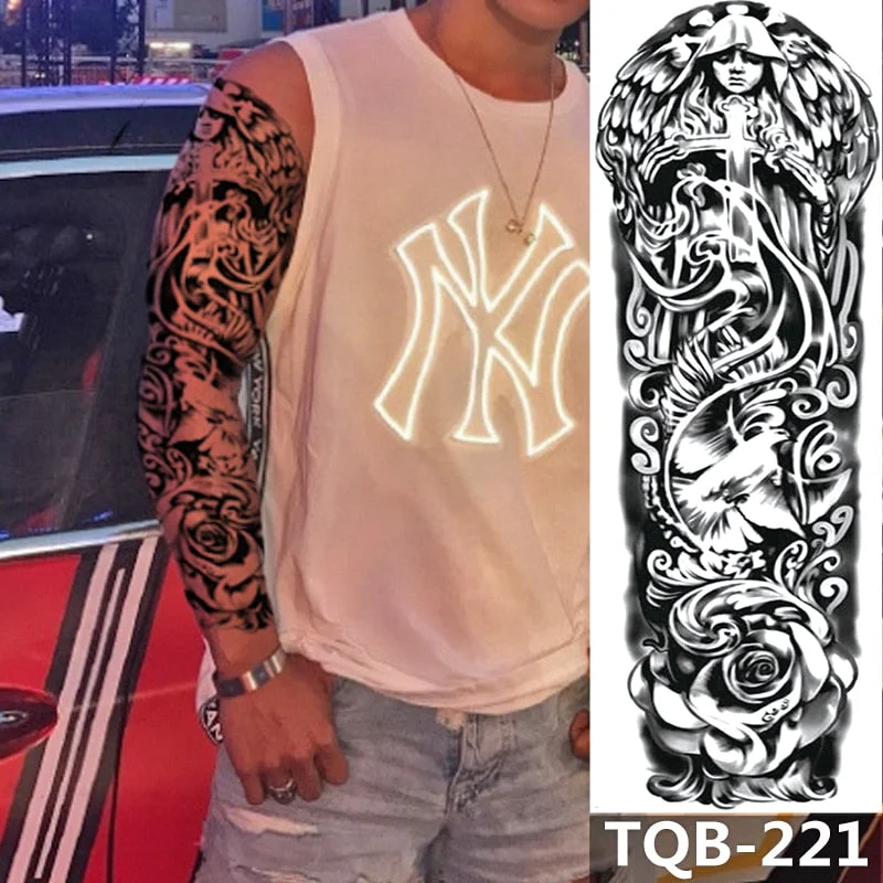 Waterproof Temporary Tattoo Sticker Totem Mechanical Full Arm Large Size Sleeve Tatoo Fake Tatto Flash Tattoos For Men Women