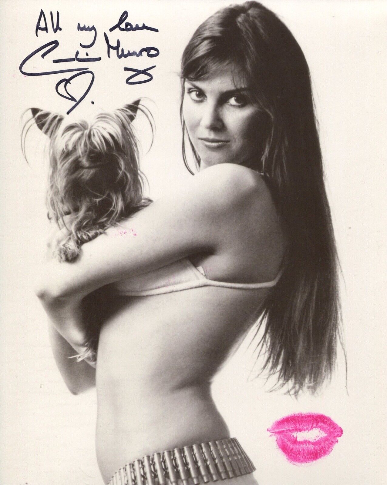 007 Bond girl Caroline Munro signed and lipstick kissed Photo Poster painting - REF 6sa