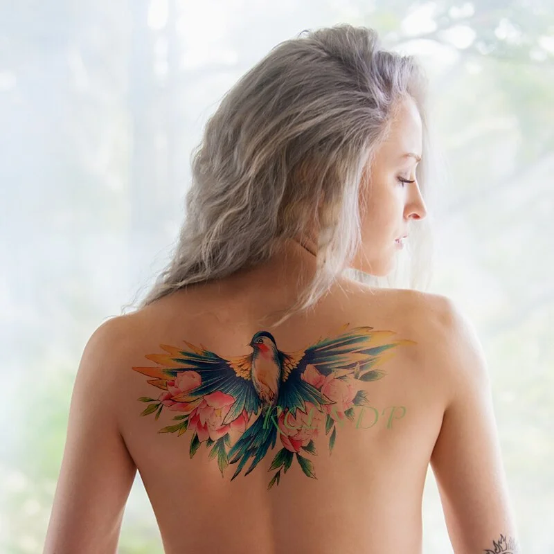 Sdrawing Temporary Tattoo Sticker leaf flower plant black sketch Fake Tatoo Breast Chest Back Belly Flash Tatto For Women Girl