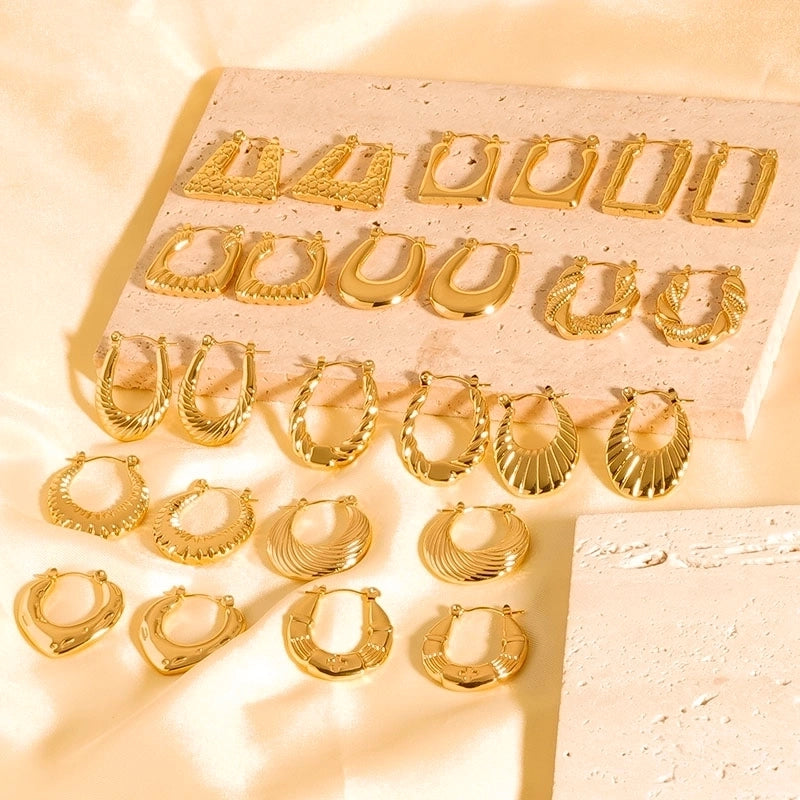 1 Pair Casual Modern Style Classic Style U Shape Geometric 304 Stainless Steel Titanium Steel 18K Gold Plated Earrings