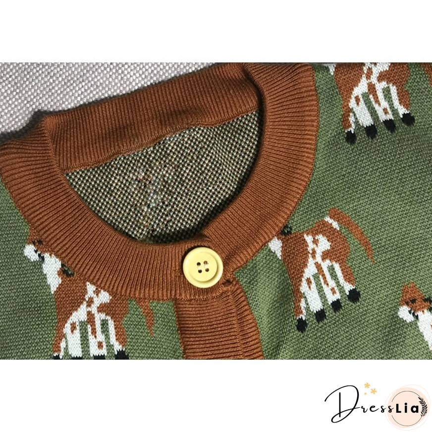 Cute Dog Pattern Cardigan Sweater
