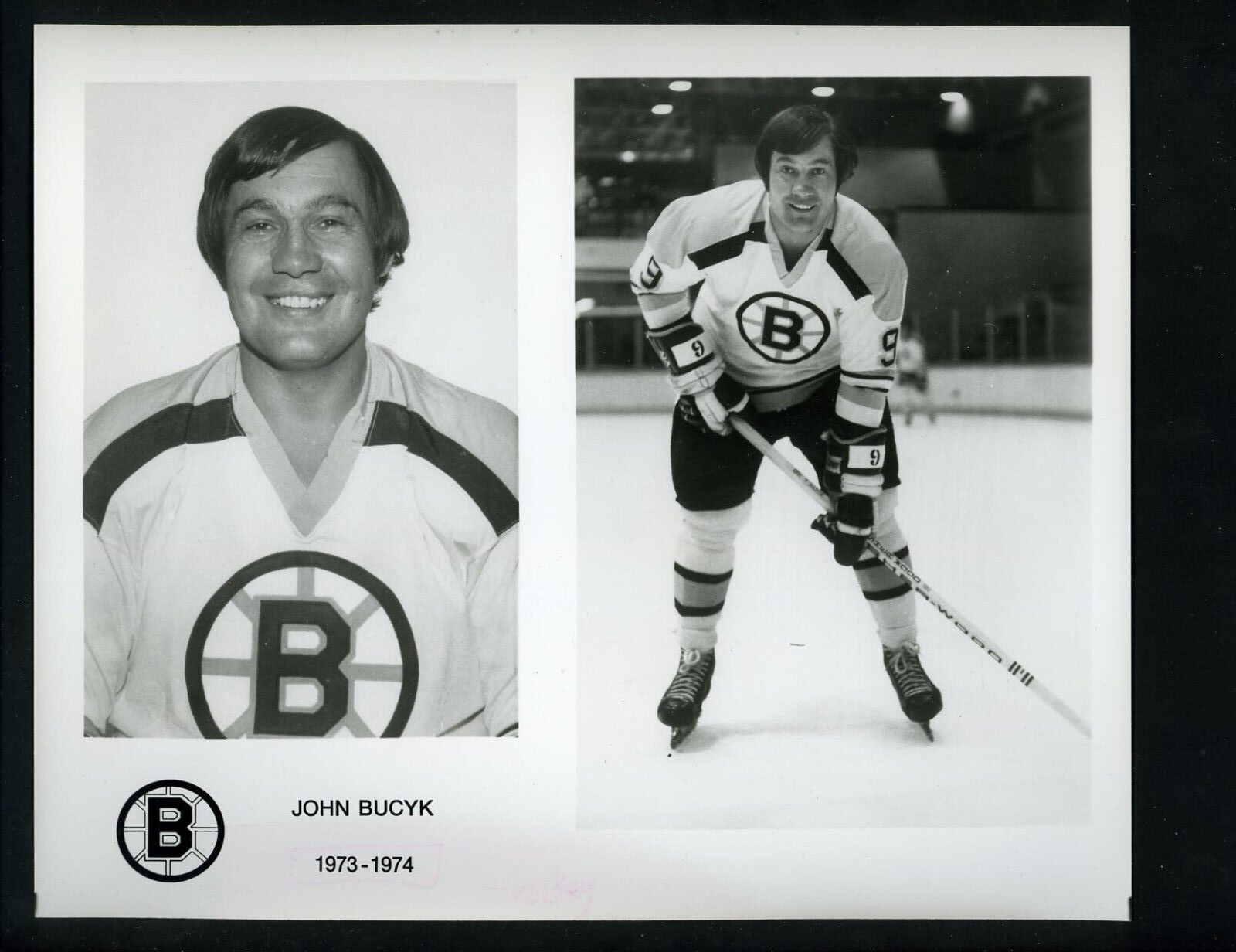 Johnny Bucyk 1973 team issued Press Photo Poster painting Boston Bruins