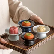 Cricstine Ceramic Exquisite Dried Fruit Plate Chinese Fruit Plate Tea Tray Small Tray Melon Seeds Snack Pastry Plate Snack Plate