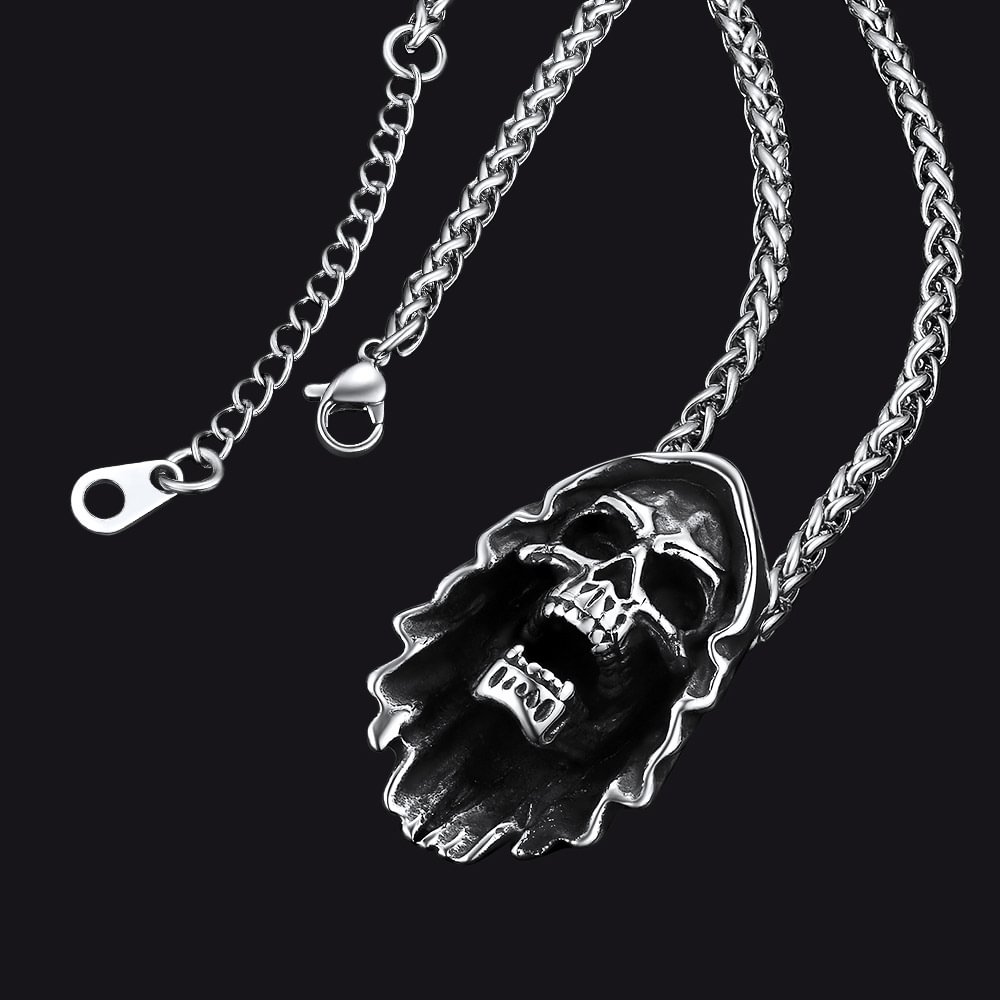 Grim Reaper Skull Pendant Necklace For Men