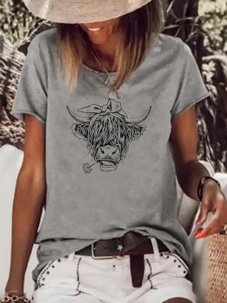 Funny cow Raw Hem Tee