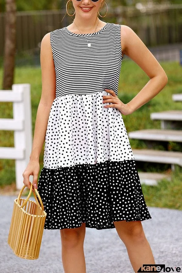 Polka dot mosaic large swing dress