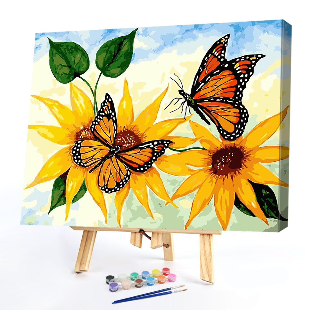

40*50CM Paint By Numbers-Butterfly Sunflower, 501 Original