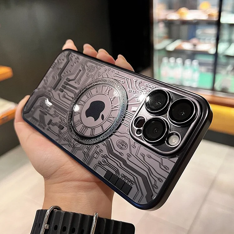 Luxury Magnetic Magsafe Circuit Pattern Case for iPhone 14 Pro Max 12 Pro 13 Pro Max 14 15 Plus Lesn Film Transparent Hard Cover
