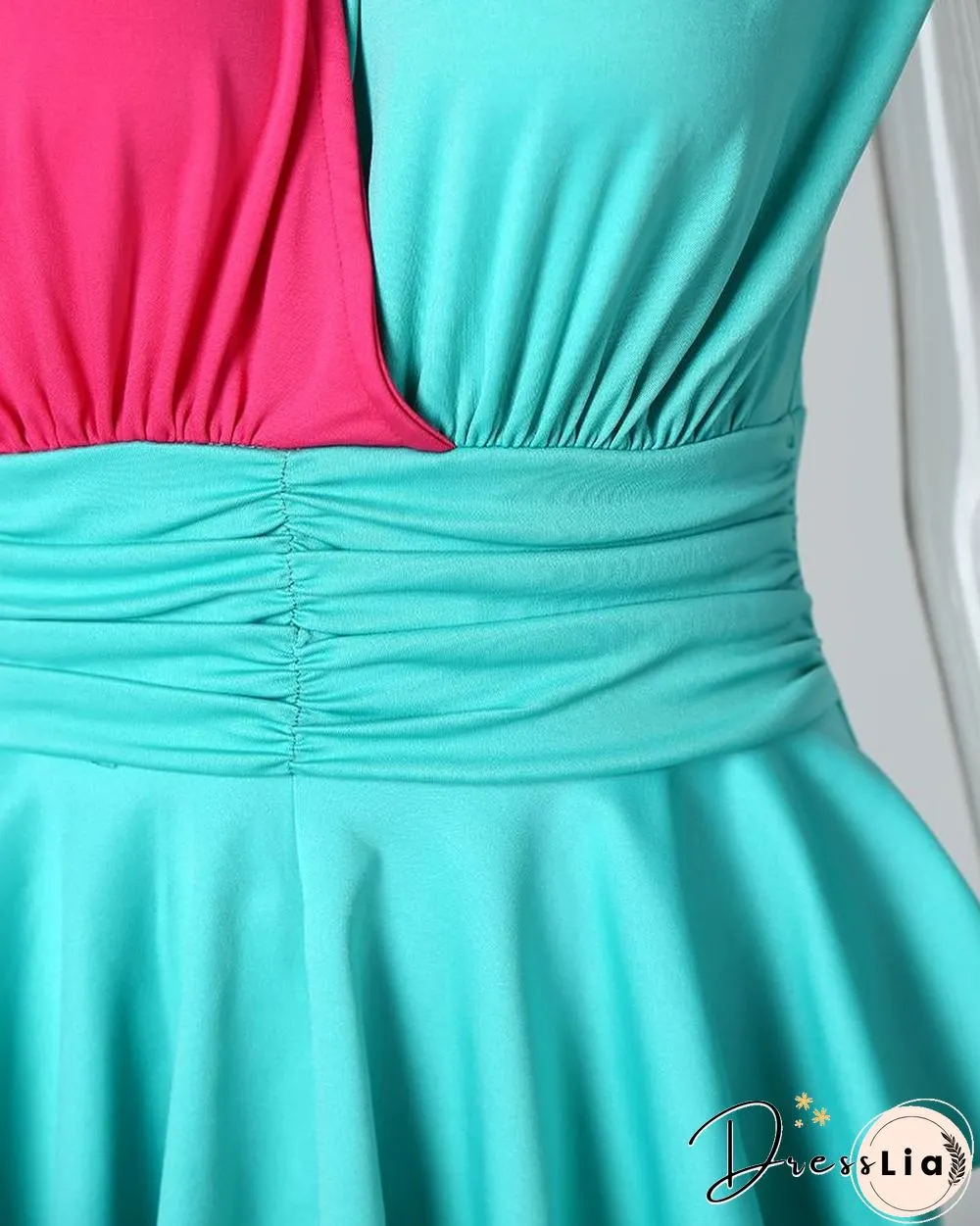 Sleeveless Colorblock Insert Peplum Dress