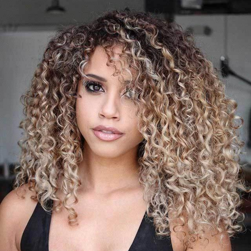 ELCNEPAL® | Brazilian Virgin Short Curly Golden Lace Front Wigs ELCNEPAL