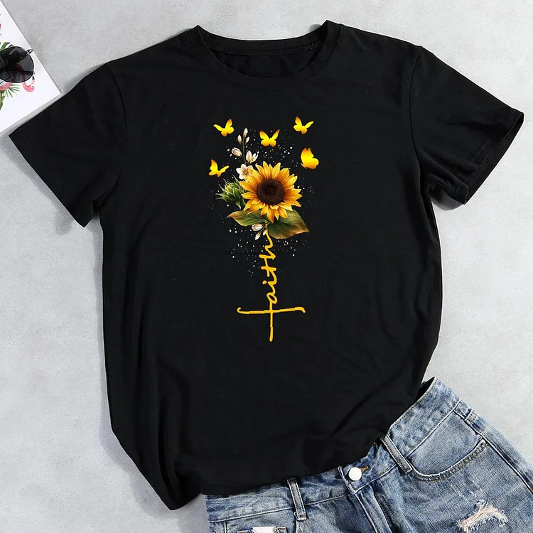Faith Sunflower Round Neck T-shirt